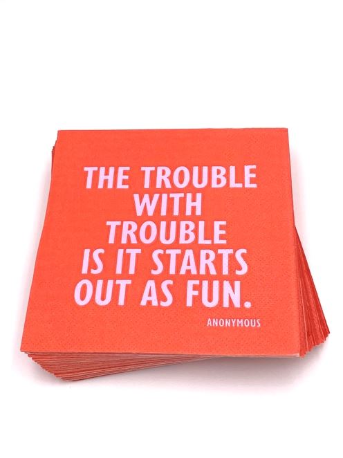 Festive Cocktail Funny Napkins Pk 20 - The Trouble With Trouble Napkin Soiree Sisters 