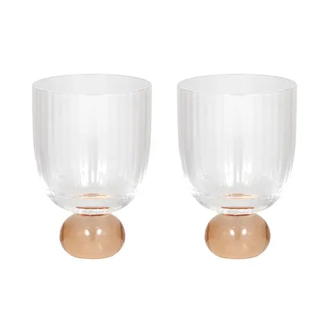 Giselle Ribbed Goblet (Set of 2) - Peach Candle Holder Coast to Coast 