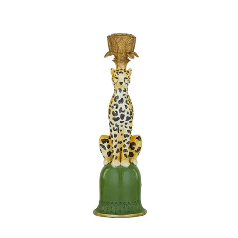 Leo Leopard Resin Candleholder - Green Candle Holder Coast to Coast 