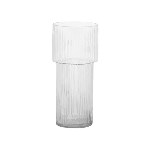 Petra Ribbed Glass Vase - Clear Candle Holder Coast to Coast 